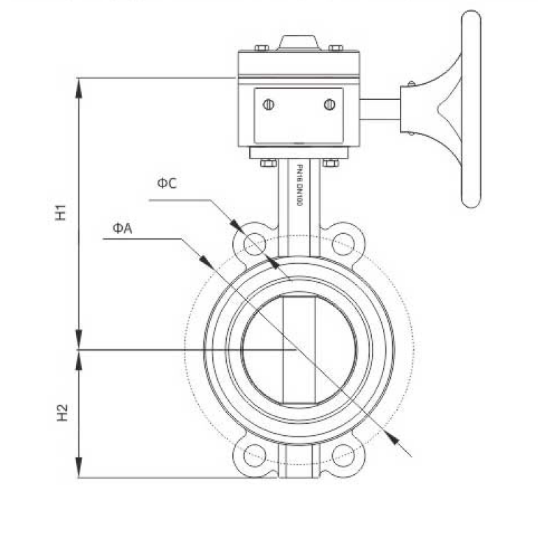 蝸(wo)輪消防信(xin)号對夾蝶(dié)閥(圖1)