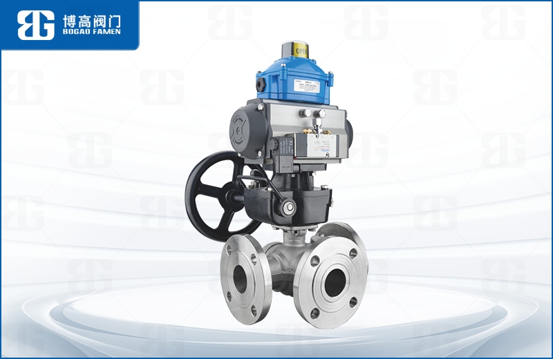 氣(qì)動三通法蘭(lán)球閥